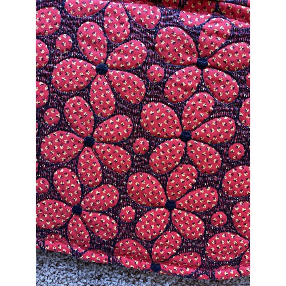 Lot Set of 2 Floral Flower Oval Quilted Vintage Retro Style Placemats 18x12